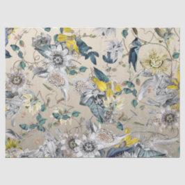 Elegante moderne  Goudgrijs Geel Bloemen Tissuepapier