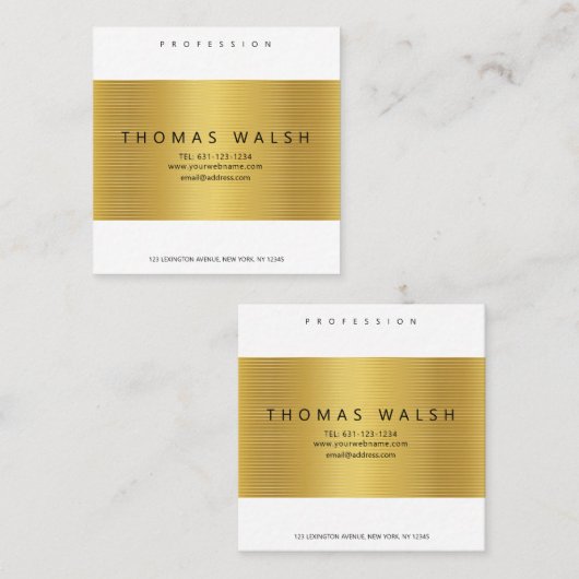 Elegante moderne goudkaart met gouden lijnen vierkante visitekaartje (Voorkant / Achterkant)