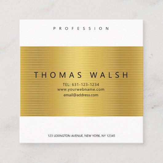 Elegante moderne goudkaart met gouden lijnen vierkante visitekaartje (Voorkant)