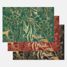 Elegante moderne goudmarmeren sneeuwvlokken inpakpapier vel