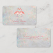 Elegante moderne grappige flamingo's opaal hologra visitekaartje (Voorkant / Achterkant)