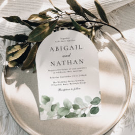Elegante moderne Green Leaf Wedding Arch Kaart