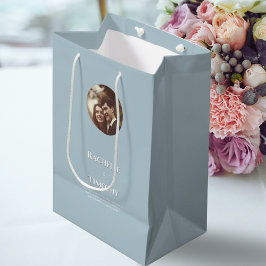 Elegante moderne grijs gepersonaliseerde foto brui medium cadeauzakje