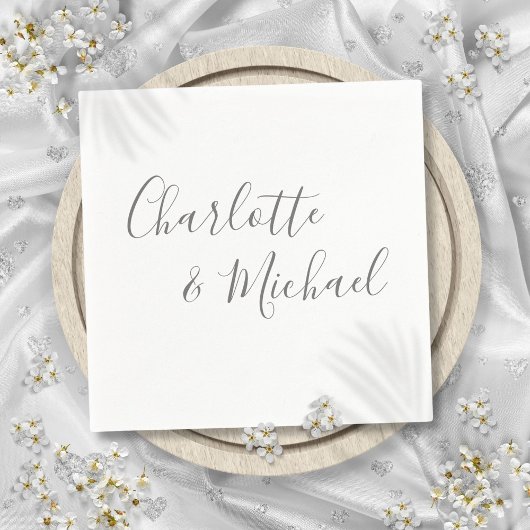 Elegante Moderne Grijze Handtekening Lettertype Servet