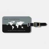 elegante , moderne grijze wereldkaart bagagelabel (Voorkant horizontaal)