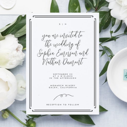 Elegante moderne grillige handgeschreven bruiloft kaart