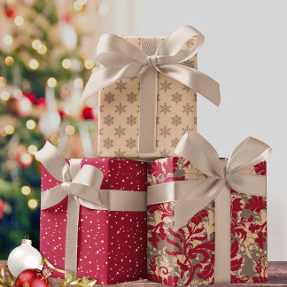 Elegante moderne grillige kerstset van cadeau inpakpapier vel