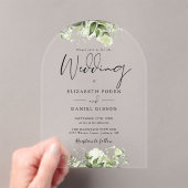 Elegante moderne groen bloemenbruiloft boog acryl uitnodigingen (Insitu (Draagbaar))