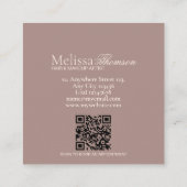 Elegante moderne groen bruin script haarstudio vierkante visitekaartje (Achterkant)