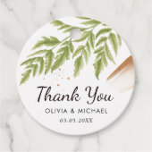 Elegante moderne groen en gouden bruiloft dank u bedankjes labels (Voorkant)