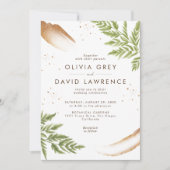 Elegante moderne groen en gouden bruiloft kaart (Voorkant)