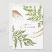 Elegante moderne groen en gouden bruiloft kaart (Achterkant)