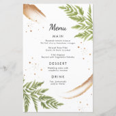Elegante moderne groen en gouden bruiloft Menu (Voorkant)