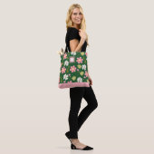 Elegante Moderne Groen Roze Bloem Tote Bag (Op model)