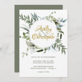 Elegante moderne groen script bruiloft kaart (Voorkant / Achterkant)