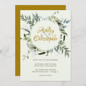 Elegante moderne groen script bruiloft kaart (Voorkant / Achterkant)