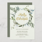 Elegante moderne groen script bruiloft kaart (Voorkant / Achterkant)