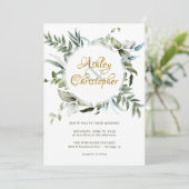 Elegante moderne groen script bruiloft kaart (Staand voorkant)