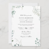 Elegante moderne groen Waterverf bruiloft Kaart (Voorkant)