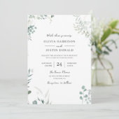 Elegante moderne groen Waterverf bruiloft Kaart (Staand voorkant)