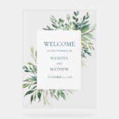 Elegante moderne groen welkom bruiloft acryl bord (Voorkant)