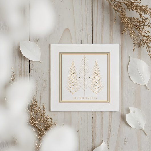 Elegante moderne groenblijvende dennenboom kerst folie servetten