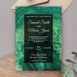 Elegante moderne groene agaten trouwuitnodiging kaart