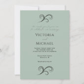 Elegante moderne groene bruiloft uitnodiging (Voorkant)