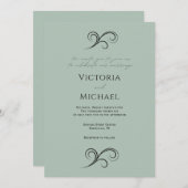 Elegante moderne groene bruiloft uitnodiging (Voorkant / Achterkant)