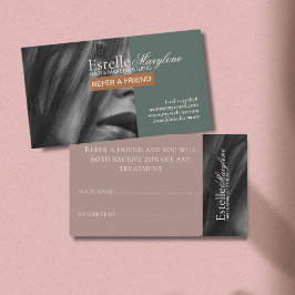 Elegante moderne groene bruine foto haar studio aanbevelingskaartje