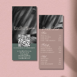 Elegante moderne groene bruine foto haar studio reclamekaart