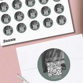 Elegante moderne groene bruine foto haar studio ronde sticker