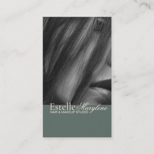 Elegante moderne groene bruine foto haar studio visitekaartje (Voorkant)