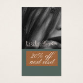 Elegante moderne groene bruine foto haar studio visitekaartje (Voorkant)