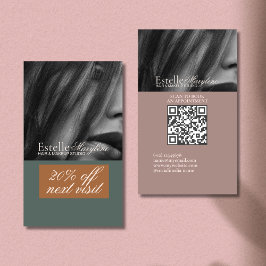 Elegante moderne groene bruine foto haar studio visitekaartje