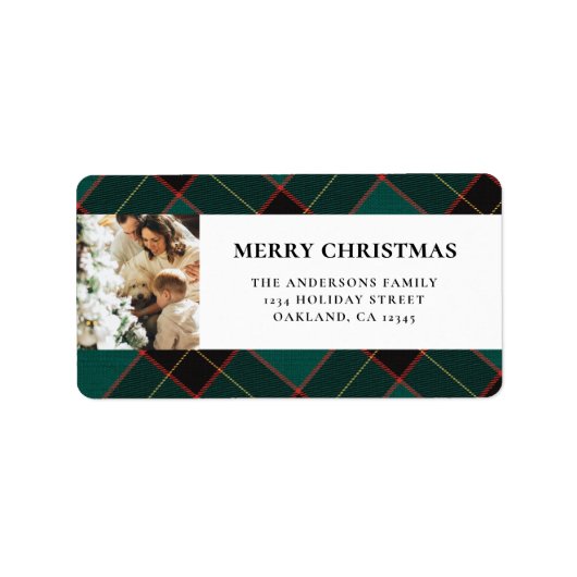 Elegante moderne groene buffel gespeeld Kerstmis Etiket (Voorkant)