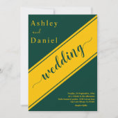 Elegante moderne groene en gouden delicate bruilof kaart (Voorkant)