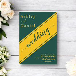 Elegante moderne groene en gouden delicate bruilof kaart