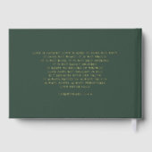 Elegante Moderne Groene en Gouden Huwelijk Gastenboek (Achterkant)