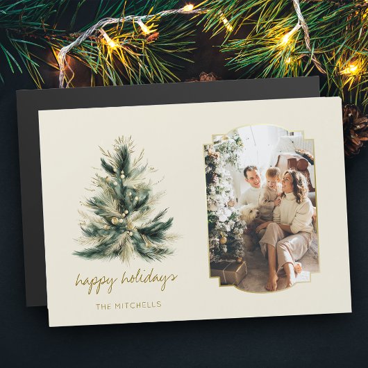 Elegante moderne groene en gouden kerstboomfoto