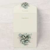 Elegante moderne groene en gouden kerstboomfoto all in one uitnodiging (Buitenkant)