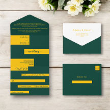 Elegante moderne groene en gouden luxe chic bruilo