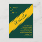 Elegante moderne groene en gouden luxe chique brui informatiekaartje (Voorkant)