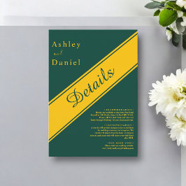 Elegante moderne groene en gouden luxe chique brui informatiekaartje