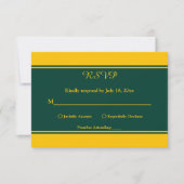 Elegante moderne groene en gouden luxe chique brui RSVP kaartje (Voorkant)