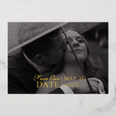 Elegante moderne groene Folie bruiloft Save the Da Uitnodiging (Voorkant)