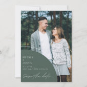 Elegante moderne groene foto trouwkaart Save The D Save The Date (Voorkant)