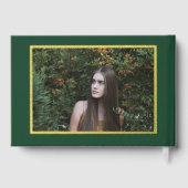 Elegante moderne groene gouden foto Quinceañera Gastenboek (Achterkant)