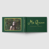 Elegante moderne groene gouden foto Quinceañera Gastenboek (Volledig)