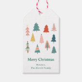 Elegante moderne groene kerstbomen vakantie cadeaulabel (Voorkant)